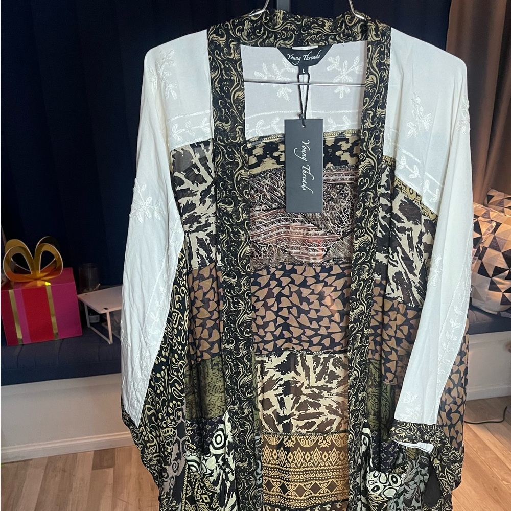 Young Threads Bohemian Kimono Patchwork Shrug (NWT).